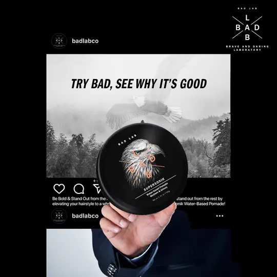 Bad Lab Supersonik Water-based Medium Texture, Glossy Finish Hair Pomade for Men | 40g