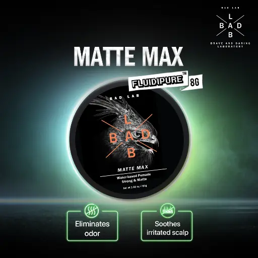 Bad Lab Matte Max Ultra-Strong Hold, Ultra-Matte Finish Hair Styling Pomade for Men | 40g
